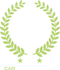 Logo for bilmærket CALIO med initialerne 'gp' inde i en krans med en stjerne i bunden.